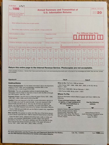 Tax forms 1096 annual - tax,